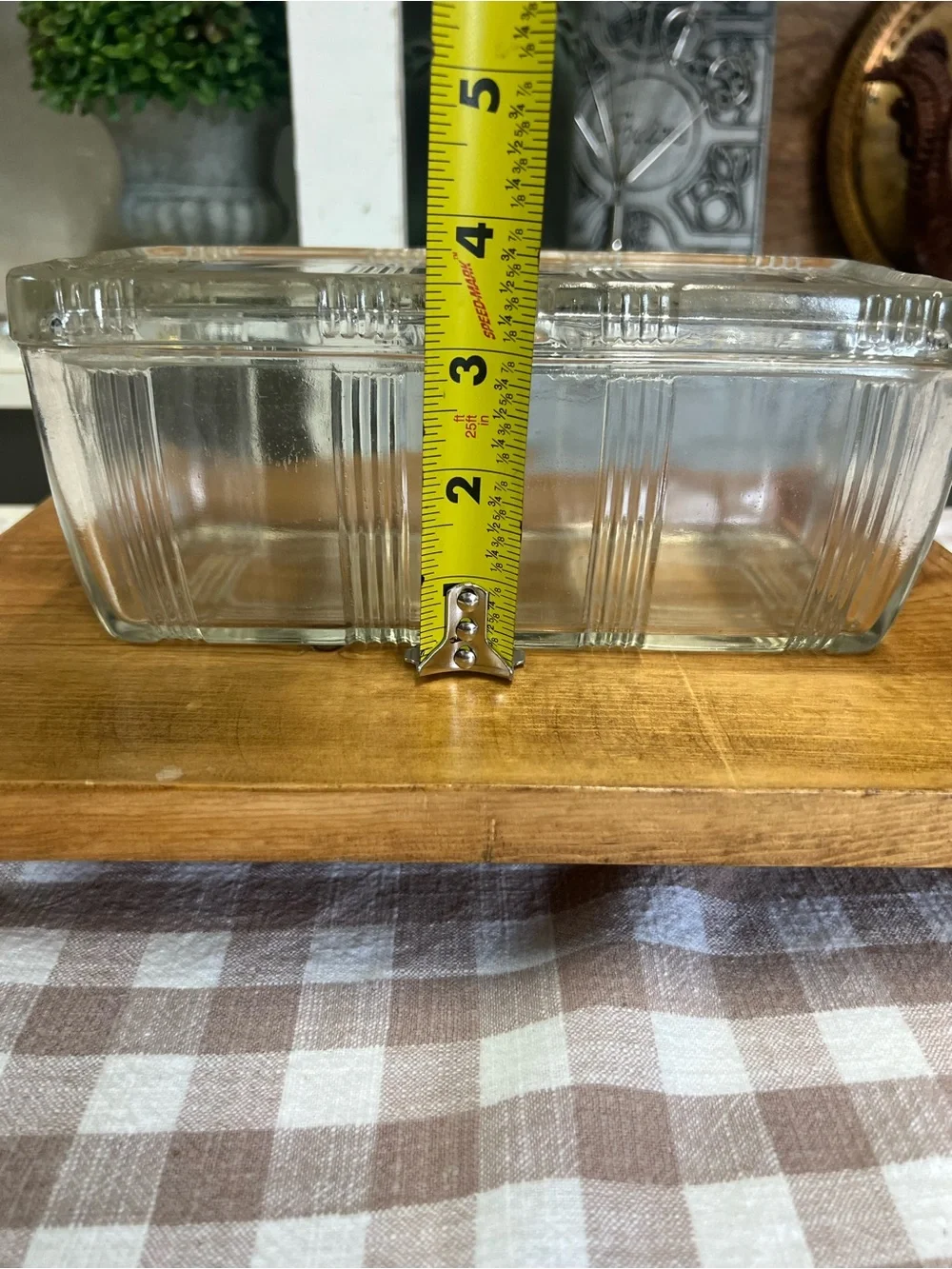 Vintage Hazel atlas criss cross refrigerator dish glass lidded storage